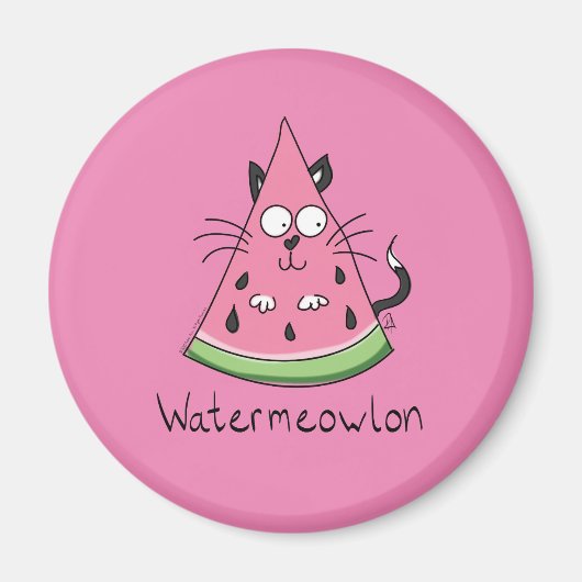 Funny Cat Watermelon Cute Kinder Magneet (Voorkant)