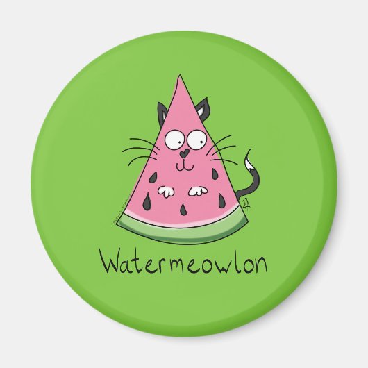 Funny Cat Watermelon Cute Kinder Magneet (Voorkant)