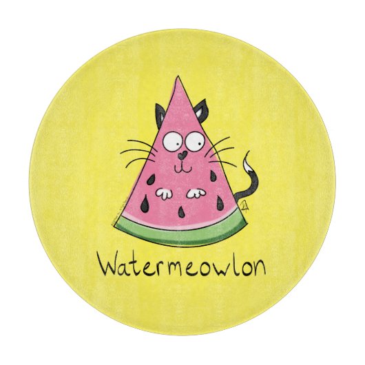 Funny Cat Watermelon Cute Kinder Snijplank (Voorkant)