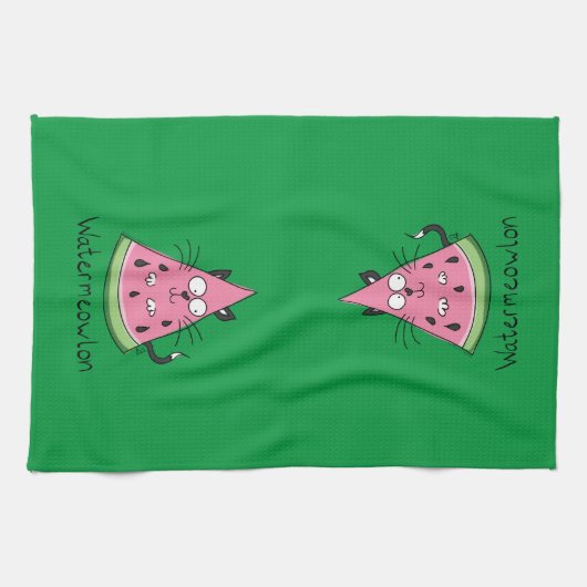 Funny Cat Watermelon Cute Kinder Theedoek (Horizontaal)