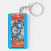 Funny Cat Wearing Fish Glasses Sleutelhanger (achterkant)