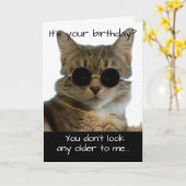 Funny Cat Wearing Glasses Birthday Card Kaart (Gele Bloem)
