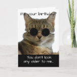 Funny Cat Wearing Glasses Birthday Kaart<br><div class="desc">Een kaart voor je favoriete kat-liefhebbende persoon die een goed gevoel voor humor heeft,  en die op die historische mijlpaal aankomt.</div>
