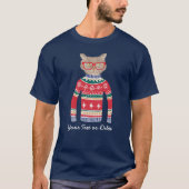 Funny Cat Wearing Glasses, Ugly KerstSweater T-shirt (Voorkant)