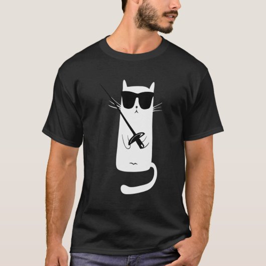 Funny Cat Wearing Sunbril Fencing T-shirt (Voorkant)