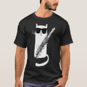 Funny Cat Wearing Sunglasses Playing Flute Essenti T-shirt (Voorkant)