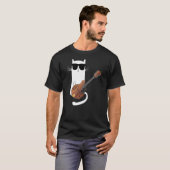 Funny Cat Wearing Sunglasses Playing Mandolin T-shirt (Voorkant volledig)