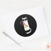 Funny Cat Wearing Sunglasses Playing Tennis Sport Ronde Sticker (Envelop)