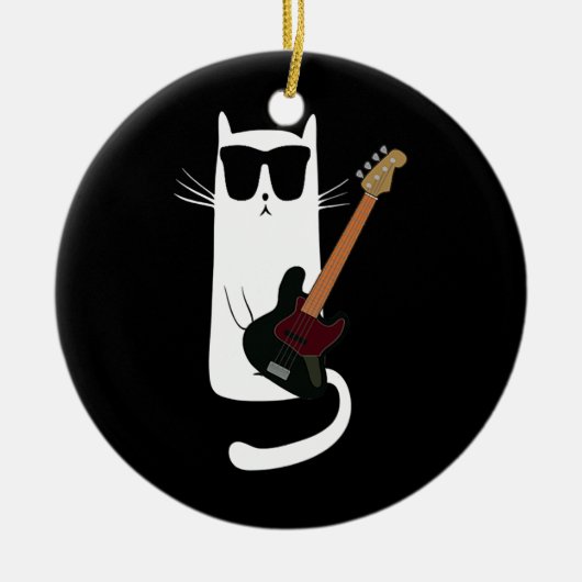 Funny Cat Wearing Sunglazen die gitaar spelen Keramisch Ornament (Voorkant)