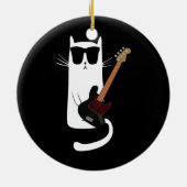 Funny Cat Wearing Sunglazen die gitaar spelen Keramisch Ornament (Achterkant)