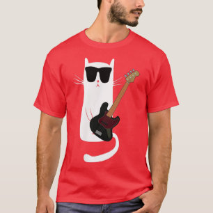 Funny Cat Wearing Sunglazen die gitaar spelen T-shirt