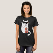 Funny Cat Wearing Sunglazen die Violin Viola spele T-shirt (Voorkant volledig)