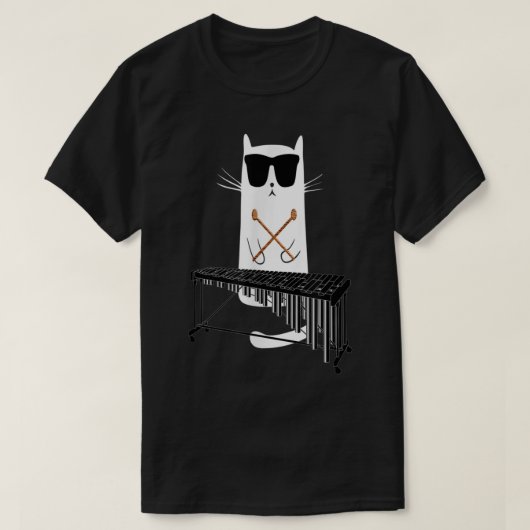 Funny Cat Wearing Sunglazen spelen Marimba T-shirt (Design voorkant)
