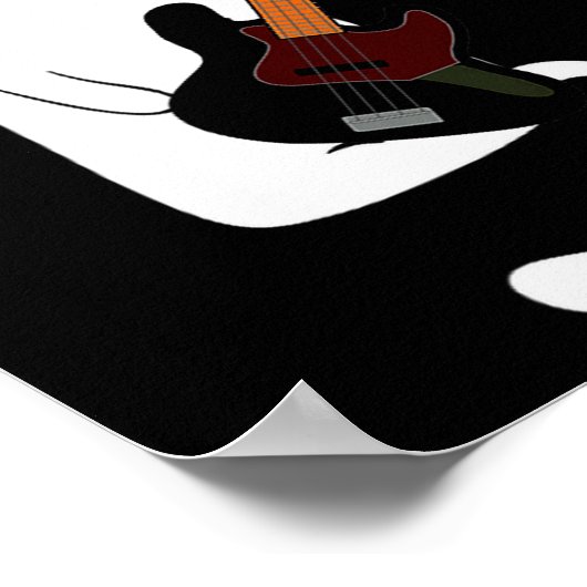 Funny Cat Wearing Sungles Playing B Guitar Men Wom Poster (Hoek)