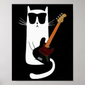 Funny Cat Wearing Sungles Playing B Guitar Men Wom Poster (Voorkant)
