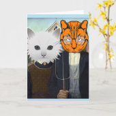FUNNY CAT WEDDING CONGRATULALALATIONS KAARTEN (Gele Bloem)