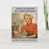 Funny Cat weet dat het je verjaardag is Kaart (Voorkant)