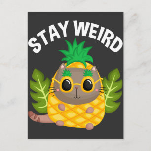 Funny Cat Weird Pineapple Mask Fruit Humor Briefkaart