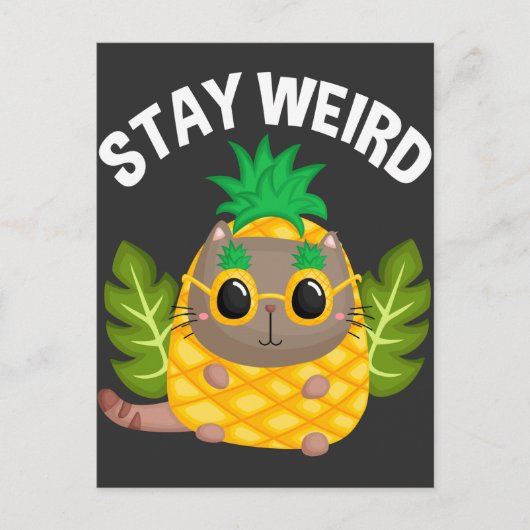 Funny Cat Weird Pineapple Mask Fruit Humor Briefkaart (Voorkant)
