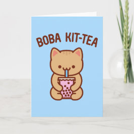 Funny Cat Wenskaart: BOBA KIT-TEA Kaart