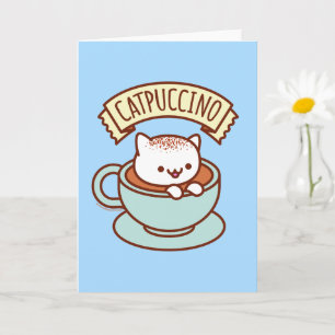 Funny Cat Wenskaart: CATPUCCINO Kaart