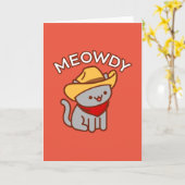 Funny Cat Wenskaart: MEOWDY Kaart (Gele Bloem)