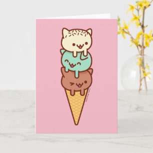 Funny Cat Wenskaart - SUMMER ICE CREAM CONE Kaart
