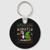 Funny Cat What Black Cat Christmas Tree Ugly Xmas  Sleutelhanger (Voorkant)