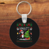 Funny Cat What Black Cat Christmas Tree Ugly Xmas  Sleutelhanger (Voorkant)