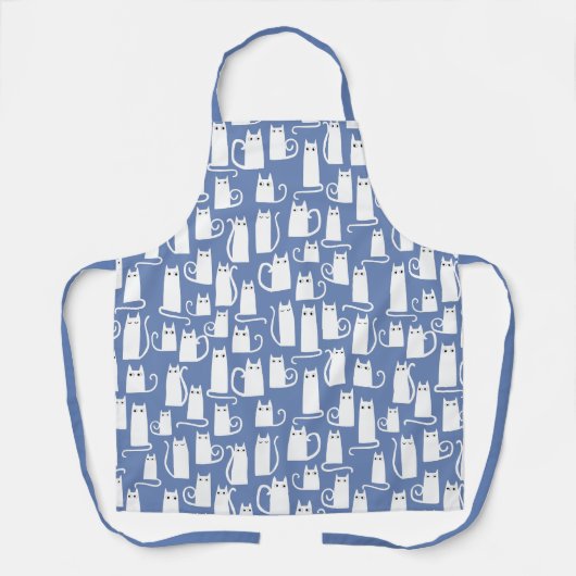 Funny Cat White Blue Schort (Voorkant)