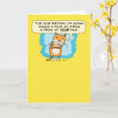 Funny Cat wil String Birthday wekken Kaart (Gele Bloem)