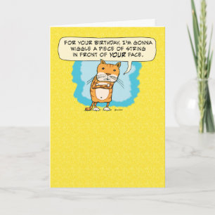 Funny Cat wil String Birthday wekken Kaart