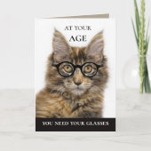 Funny Cat Wine Champagne Birthday Wenskaart Kaart (Voorkant)