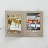 Funny Cat Wine Champagne Birthday Wenskaart Kaart (Binnen)