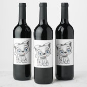 Funny Cat Wine Label – Schattige gepersonaliseerd  Wijn Etiket (Flessen)
