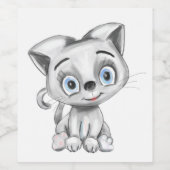 Funny Cat Wine Label – Schattige gepersonaliseerd  Wijn Etiket (Enkel label)