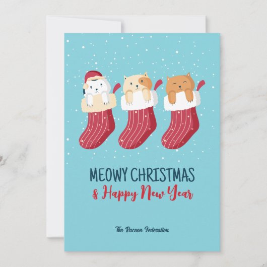Funny Cat Winter Holiday Meowy Kerstmis Feestdagenkaart (Voorkant)