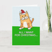 Funny Cat Wish List Kaart voor kerstmis (Voorkant)