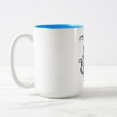 Funny Cat with Axe Tweekleurige Koffiemok (Links)