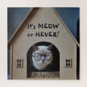 Funny Cat With Glasses It's Meow or Never Quote Legpuzzel (Verticaal)