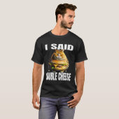 Funny Cat With Hamburger I Said Double Cheese Cat  T-shirt (Voorkant volledig)