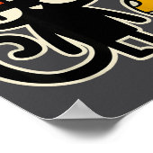 Funny Cat With Mushroom Hat Black Cat With Toadsto Poster (Hoek)