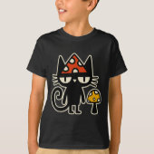 Funny Cat With Mushroom Hat Black Cat With Toadsto T-shirt (Voorkant)