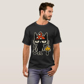 Funny Cat With Mushroom Hat Black Cat With Toadsto T-shirt (Voorkant volledig)