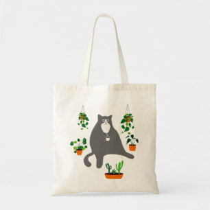 Funny Cat with Planten, Planten Lovers Gift Tote Bag