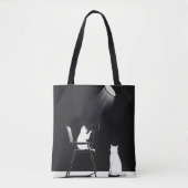 Funny cat with telescope tote bag (Voorkant)