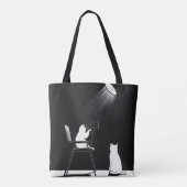 Funny cat with telescope tote bag (Achterkant)