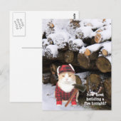 Funny Cat Woodcutter Briefkaart (Voorkant / Achterkant)