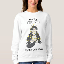 Funny Cat Wrapped in Christmas Lights Winter Humor Trui