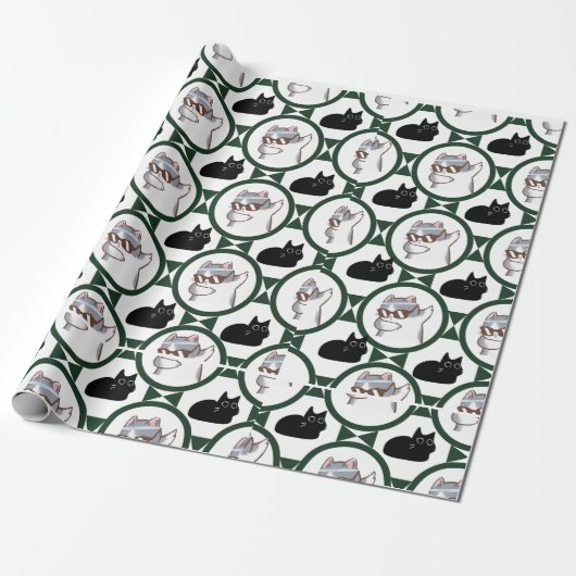 Funny Cat Wrapping Paper Cadeaupapier (Uitgerold)